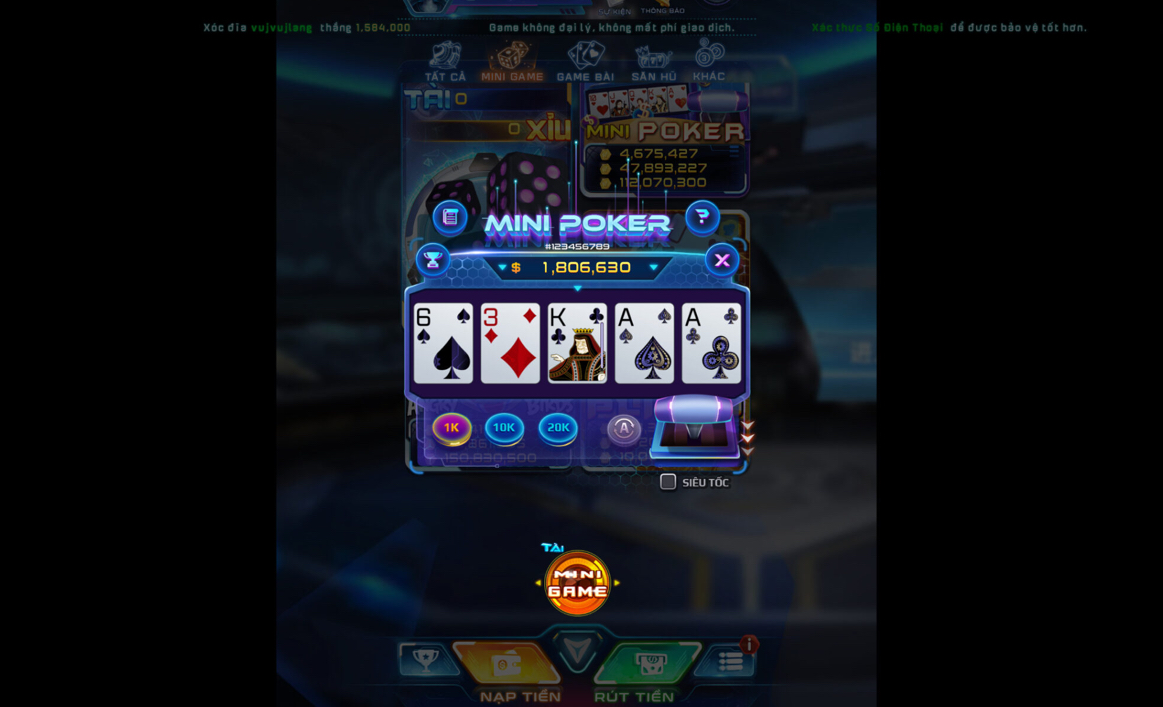 Mini Poker là sự lựa chọn hoàn hảo cho những ai yêu thích sự hồi hộp của trò chơi poker